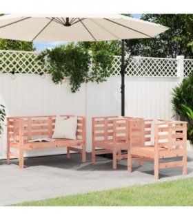 vidaXL 3 Piece Garden Lounge Set Solid Wood Douglas — Colour: natural douglas