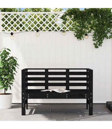 vidaXL Garden Bench | Black | Solid pine wood | 111.5x53x71 cm | Durable — Colour: black pine