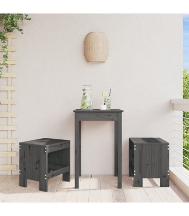 vidaXL Garden Stools 2 pcs Grey 40x36x45 cm Solid Wood Pine — Colour: grey pine, Size: 40 x 36 x 45 cm
