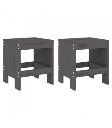 vidaXL Garden Stools 2 pcs Grey 40x36x45 cm Solid Wood Pine — Colour: grey pine, Size: 40 x 36 x 45 cm