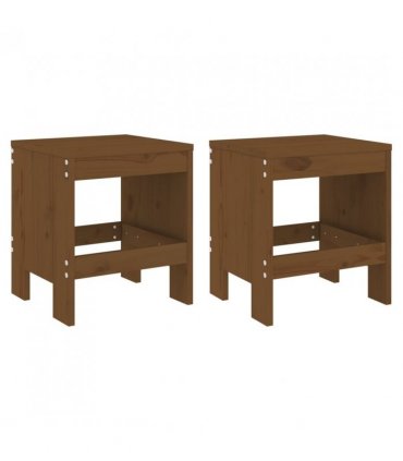 vidaXL Garden Stools 2 pcs Honey Brown 40x36x45 cm Solid Wood Pine — Colour: honey brown pine, Size: 40 x 36 x 45 cm