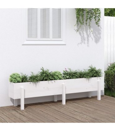vidaXL Garden Raised Bed White 160x30x38 cm Solid Wood Pine — Colour: white pine, Size: 160 x 30 x 38 cm