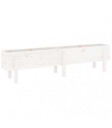 vidaXL Garden Raised Bed White 160x30x38 cm Solid Wood Pine — Colour: white pine, Size: 160 x 30 x 38 cm