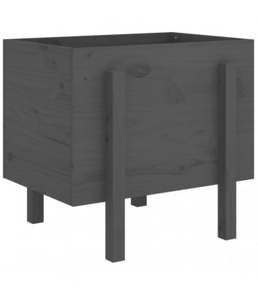 vidaXL Garden Planter Grey 62x50x57 cm Solid Wood Pine — Colour: grey pine, Size: 62 x 50 x 57 cm