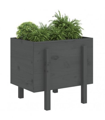 vidaXL Garden Planter Grey 62x50x57 cm Solid Wood Pine — Colour: grey pine, Size: 62 x 50 x 57 cm