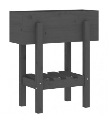 vidaXL Garden Planter Grey 62x30x69 cm Solid Wood Pine — Colour: grey pine, Size: 62 x 30 x 69 cm