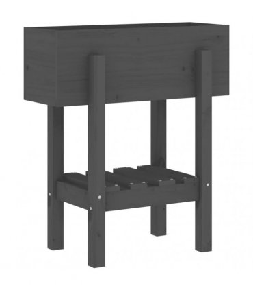vidaXL Garden Planter Grey 62x30x69 cm Solid Wood Pine — Colour: grey pine, Size: 62 x 30 x 69 cm