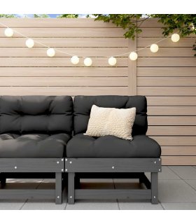 vidaXL Middle Sofa | Grey Middle Sofa with Black Cushion — Colour: grey pine