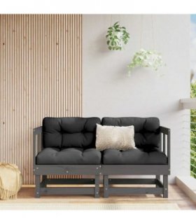 vidaXL Corner Sofa | Grey | Solid pine wood, Oxford fabric | Medium | Modular — Colour: grey pine, Model: 2x corner