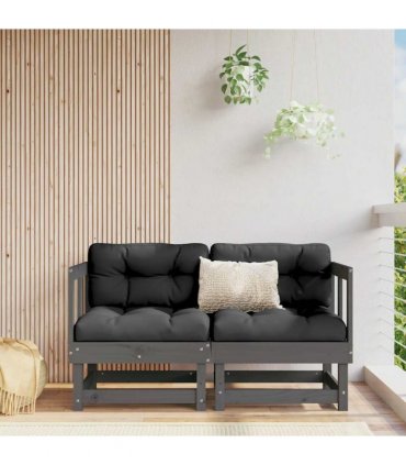 vidaXL Corner Sofa | Grey | Solid pine wood, Oxford fabric | Medium | Modular — Colour: grey pine, Model: 2x corner