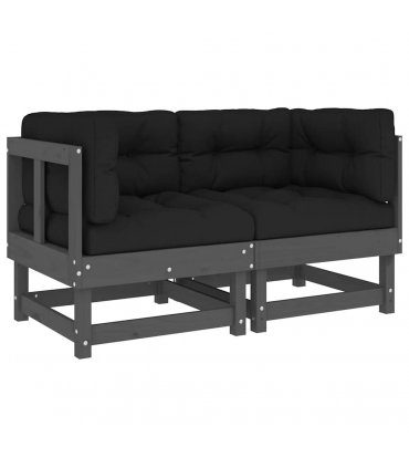 vidaXL Corner Sofa | Grey | Solid pine wood, Oxford fabric | Medium | Modular — Colour: grey pine, Model: 2x corner