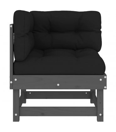 vidaXL Corner Sofa | Grey | Solid pine wood, Oxford fabric | Medium | Modular — Colour: grey pine, Model: 2x corner
