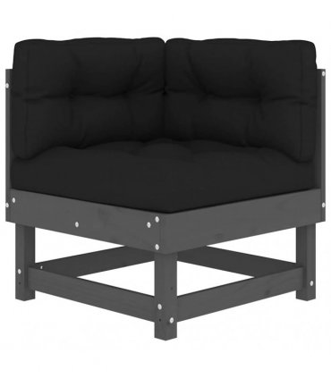 vidaXL Corner Sofa | Grey | Solid pine wood, Oxford fabric | Medium | Modular — Colour: grey pine, Model: 2x corner