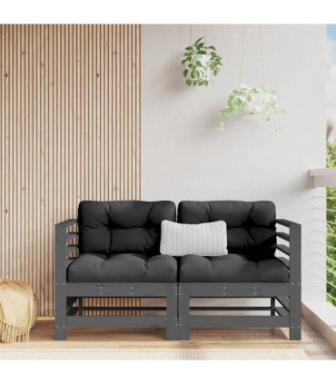 vidaXL Corner Sofa | Grey | Solid pine wood, Plywood, Oxford fabric, PP cotton — Colour: Grey pine, Model: 2x corner