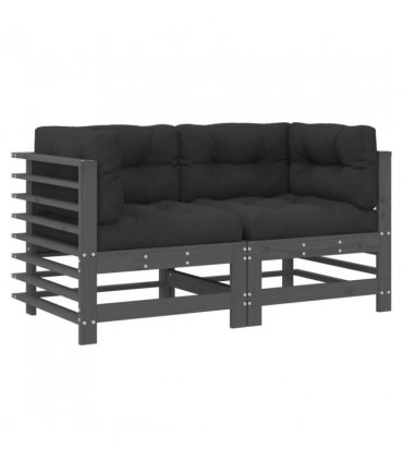 vidaXL Corner Sofa | Grey | Solid pine wood, Plywood, Oxford fabric, PP cotton — Colour: Grey pine, Model: 2x corner