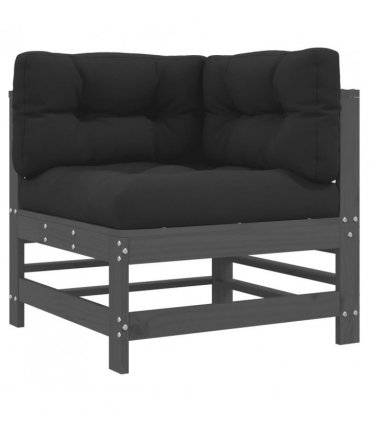 vidaXL Corner Sofa | Grey | Solid pine wood, Plywood, Oxford fabric, PP cotton — Colour: Grey pine, Model: 2x corner