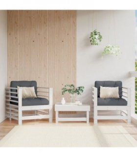 vidaXL Garden Chairs with Cushions 2 pcs White Solid Wood Pine — Colour: White pine