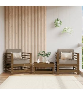 vidaXL Garden Chairs with Cushions 2 pcs Honey Brown Solid Wood Pine — Colour: Honey brown pine