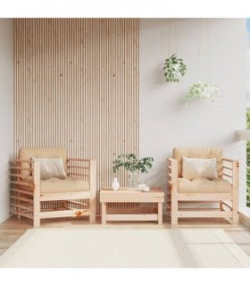 vidaXL Garden Chairs with Cushions 2 pcs Solid Wood Pine — Colour: Natural pine