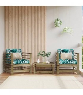 vidaXL Garden Chairs with Cushions 2 pcs Impregnated Wood Pine — Colour: Impregnated pine