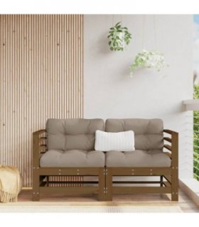 vidaXL Corner Sofa | Honey Brown | Solid pine wood | Medium | Modular — Colour: Honey brown pine, Model: 2x corner