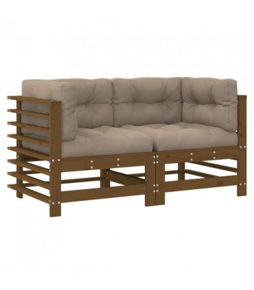 vidaXL Corner Sofa | Honey Brown | Solid pine wood | Medium | Modular — Colour: Honey brown pine, Model: 2x corner