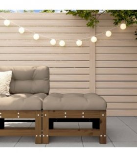 vidaXL Garden Footstool with Cushion Honey Brown Solid Wood Pine — Colour: Honey brown pine, Model: footrest