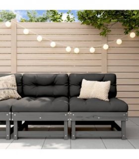 vidaXL Garden Middle Sofas 2 pcs Grey Solid Wood Pine — Colour: Grey pine