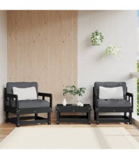 vidaXL Garden Chairs 2 pcs Black Solid Wood Pine — Colour: Black pine