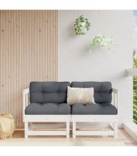 vidaXL Garden Corner Sofas 2 pcs White Solid Wood Pine — Colour: White pine
