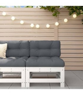 vidaXL Garden Middle Sofa White Solid Wood Pine — Colour: White pine
