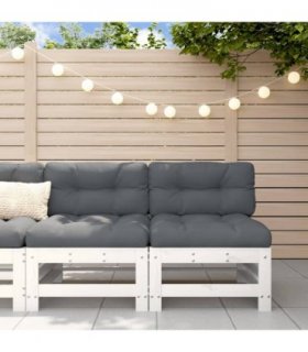 vidaXL Garden Middle Sofas 2 pcs White Solid Wood Pine — Colour: White pine