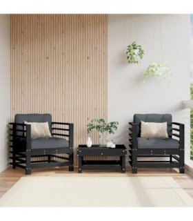 vidaXL Garden Chairs 2 pcs Black Solid Wood Pine — Colour: Black pine — V0672038827