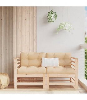 vidaXL Garden Corner Sofas 2 pcs Solid Wood Pine — Colour: Natural pine