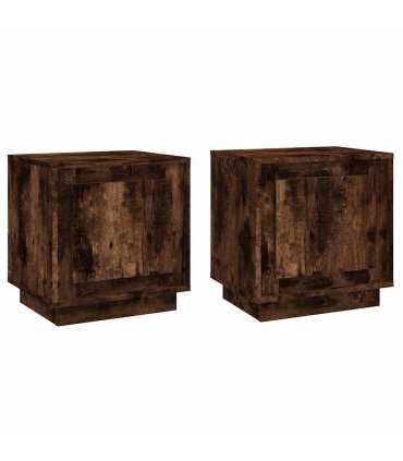 vidaXL Bedside Cabinets 2 pcs Smoked Oak 44x35x45 cm Engineered Wood