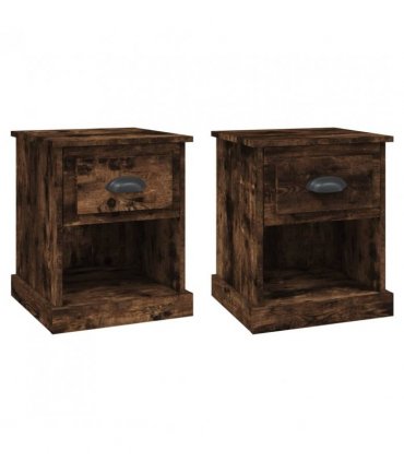 vidaXL Bedside Cabinets 2 pcs Smoked Oak 39x39x47.5 cm Engineered Wood