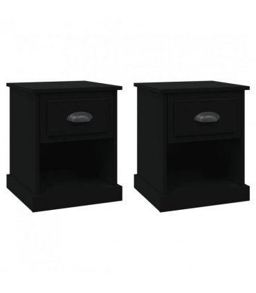vidaXL Bedside Cabinets 2 pcs Black 39x39x47.5 cm Engineered Wood