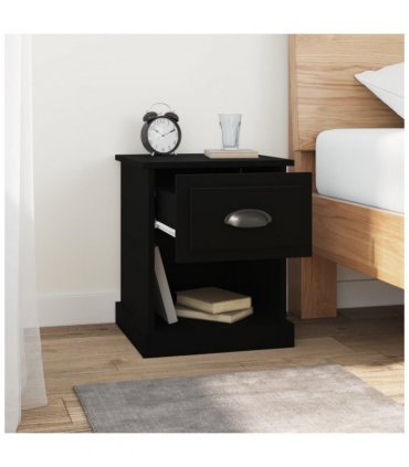 vidaXL Bedside Cabinets 2 pcs Black 39x39x47.5 cm Engineered Wood