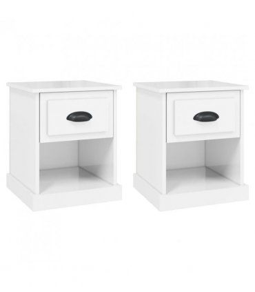 vidaXL Bedside Cabinets 2 pcs High Gloss White 39x39x47.5 cm Engineered Wood
