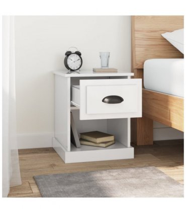 vidaXL Bedside Cabinets 2 pcs High Gloss White 39x39x47.5 cm Engineered Wood