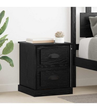 vidaXL Bedside Cabinet with Drawer 2 pcs Black Oak 39 x 39 x 47.5 cm