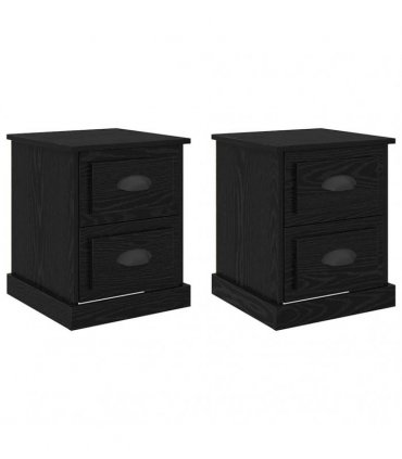 vidaXL Bedside Cabinet with Drawer 2 pcs Black Oak 39 x 39 x 47.5 cm