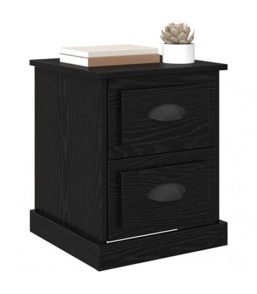 vidaXL Bedside Cabinet with Drawer 2 pcs Black Oak 39 x 39 x 47.5 cm
