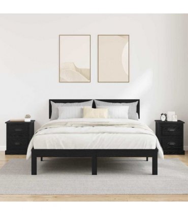 vidaXL Bedside Cabinet with Drawer 2 pcs Black Oak 39 x 39 x 47.5 cm