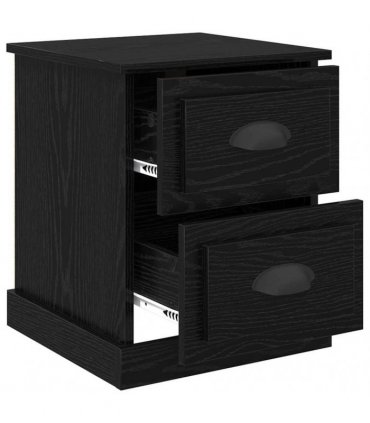 vidaXL Bedside Cabinet with Drawer 2 pcs Black Oak 39 x 39 x 47.5 cm