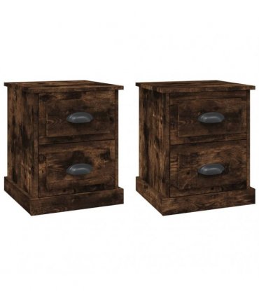 vidaXL Bedside Cabinets 2 pcs Smoked Oak 39x39x47.5 cm Engineered Wood — V0672038966