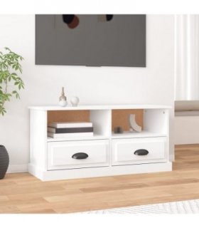 vidaXL TV Cabinet High Gloss White 93x35.5x45 cm Engineered Wood