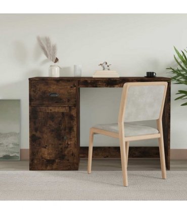 vidaXL Desk with Drawer Smoked Oak 115x50x75 cm Engineered Wood
