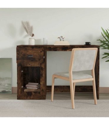 vidaXL Desk with Drawer Smoked Oak 115x50x75 cm Engineered Wood