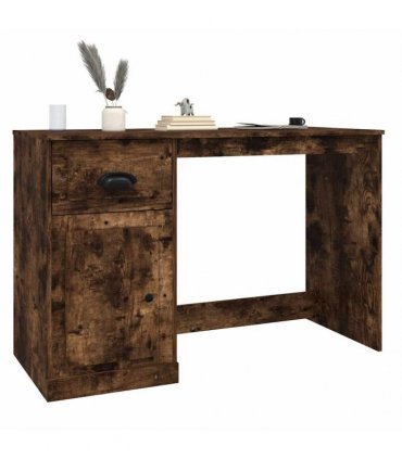 vidaXL Desk with Drawer Smoked Oak 115x50x75 cm Engineered Wood